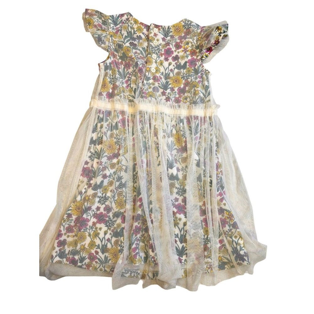 Hanna Andersson Girls Floral Daisy Dress US 6-7 Tulle Communion Church Summer